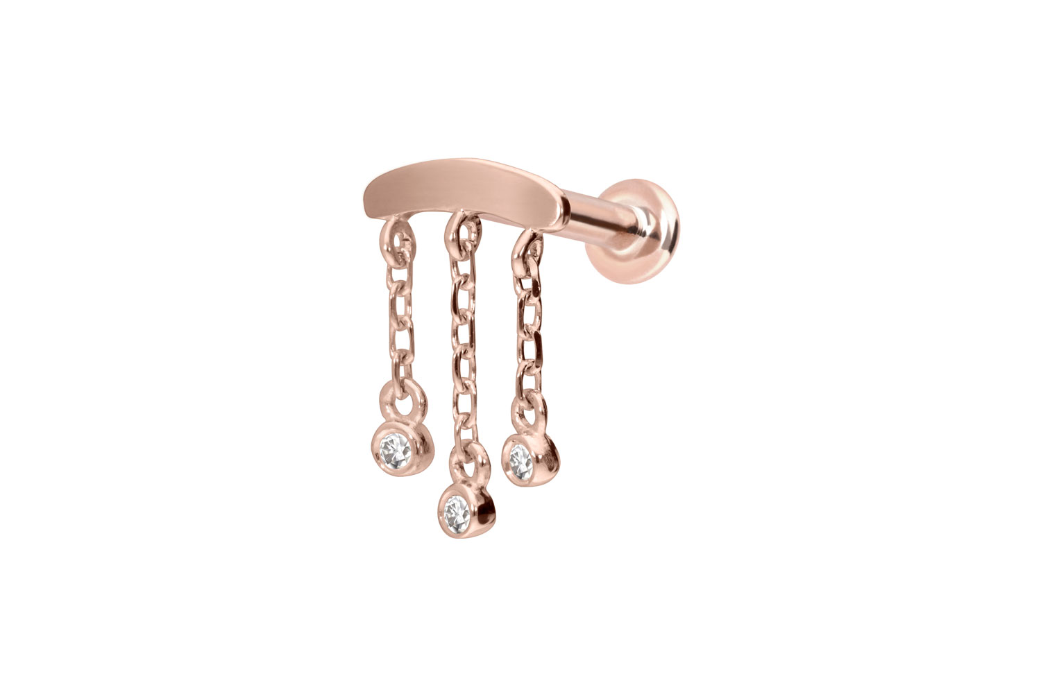 14 Karat Gold Labret Piercing mit Push Fit MOISSANIT-WINDSPIEL